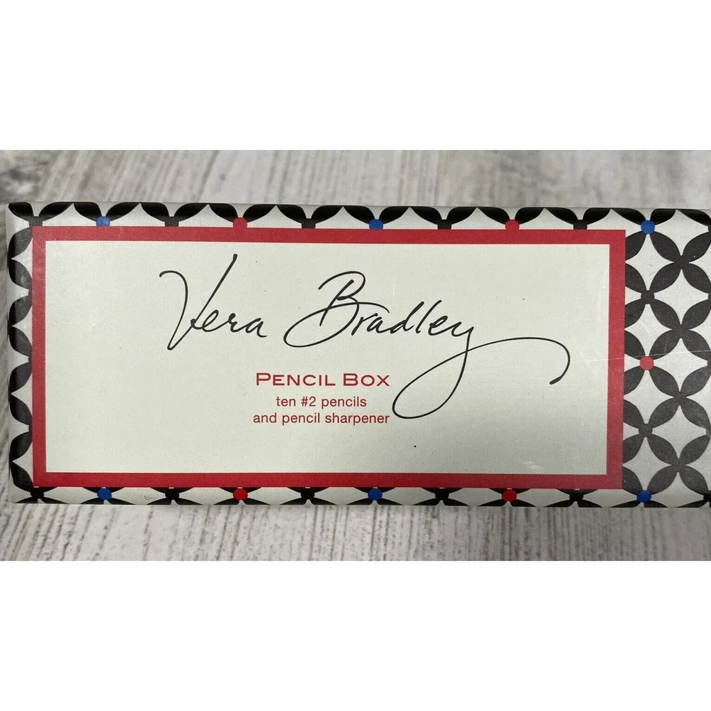 Vera Bradley Designer 10 Pencil & Sharpener Box Set Brand New School Office Cute